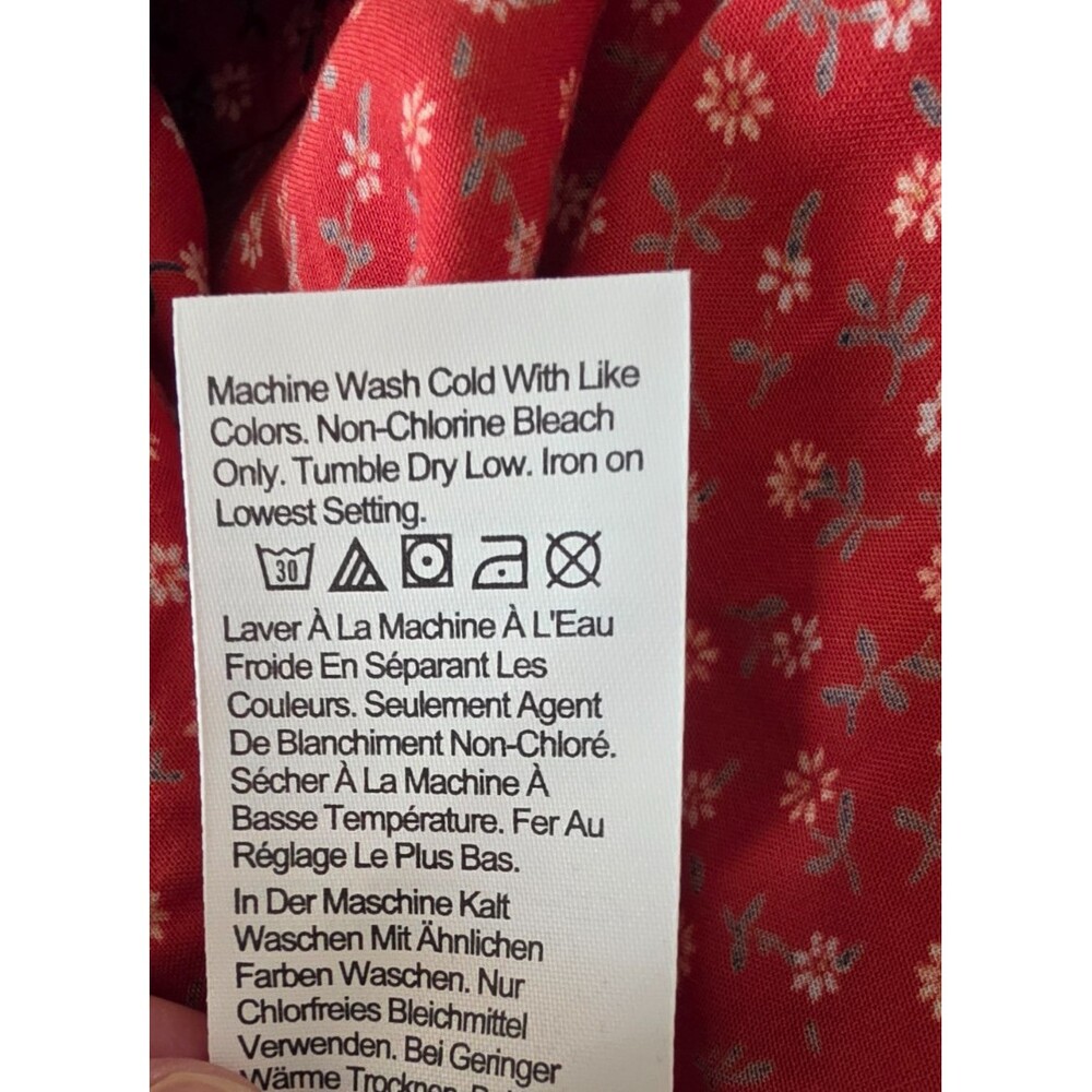 Madewell Challis Button Front Mini Dress Tiny Daisy Red Smocked XXL - Picture 8 of 8
